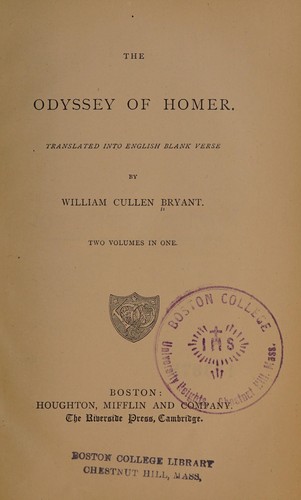Homère: The Odyssey of Homer (1871, Houghton, Mifflin)